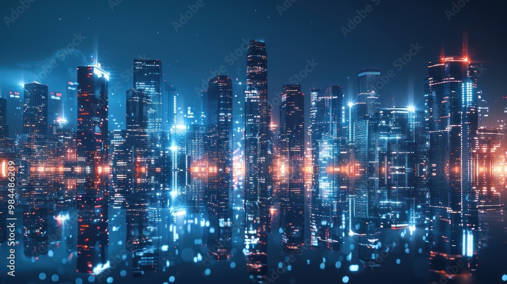 Futuristic Cityscape with Glowing Lights Futuristic Cityscape with Glowing Lights