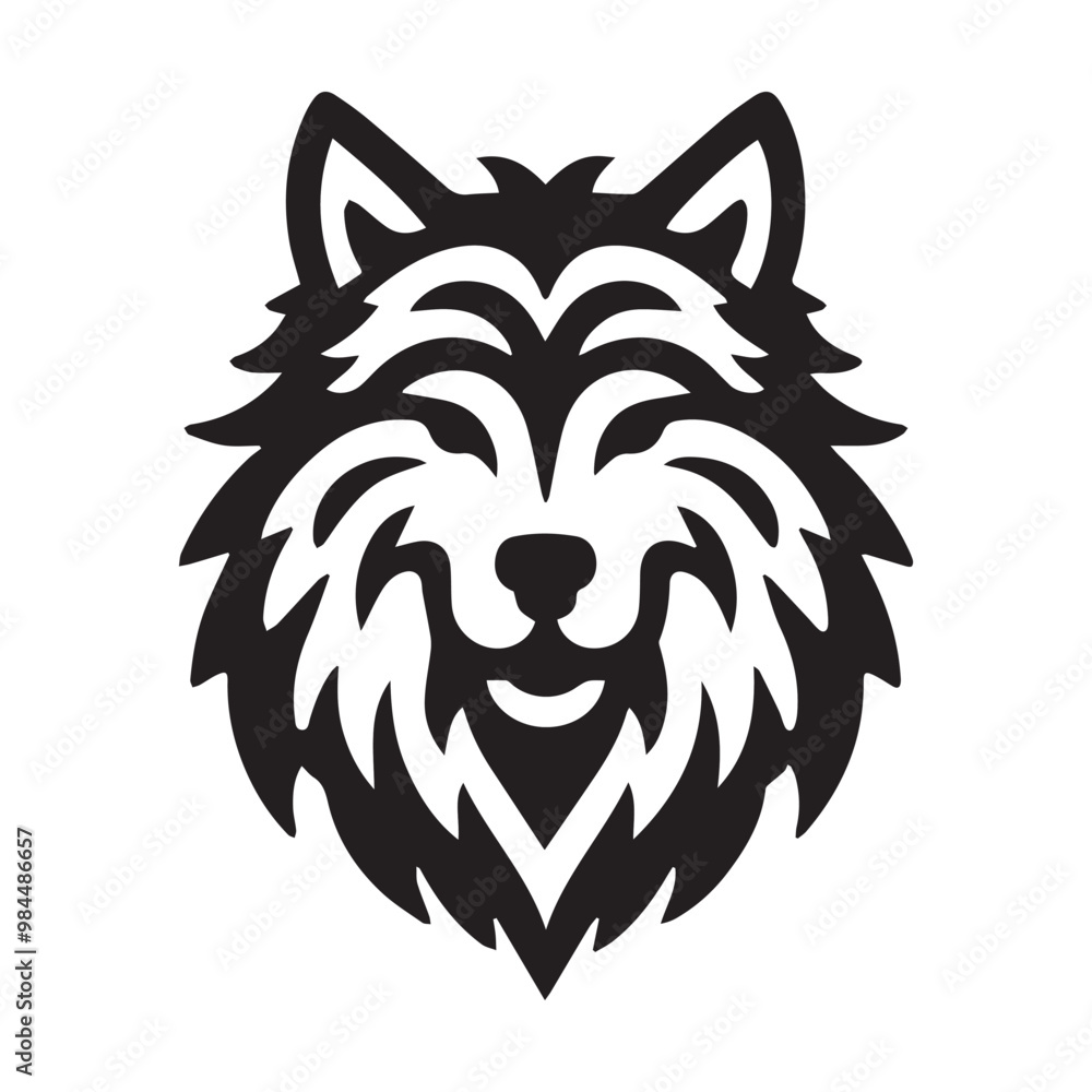 Fototapeta premium Minimalist wolf logo with white background
