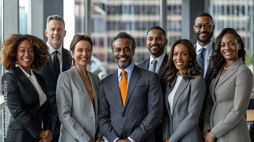 Diverse Business Team Smiling in Office Environment Diverse Business Team Smiling in Office Environment