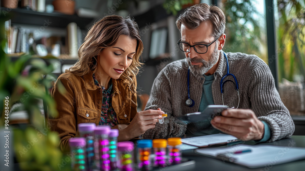 Fototapeta premium Doctor discussing medication with a patient.