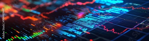 Wallpaper Mural A futuristic digital interface displaying data and analysis on a glowing screen, ideal for the theme of technology and innovation. Torontodigital.ca