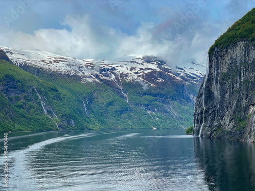 In the beautiful Geiranger Fjord in Norway