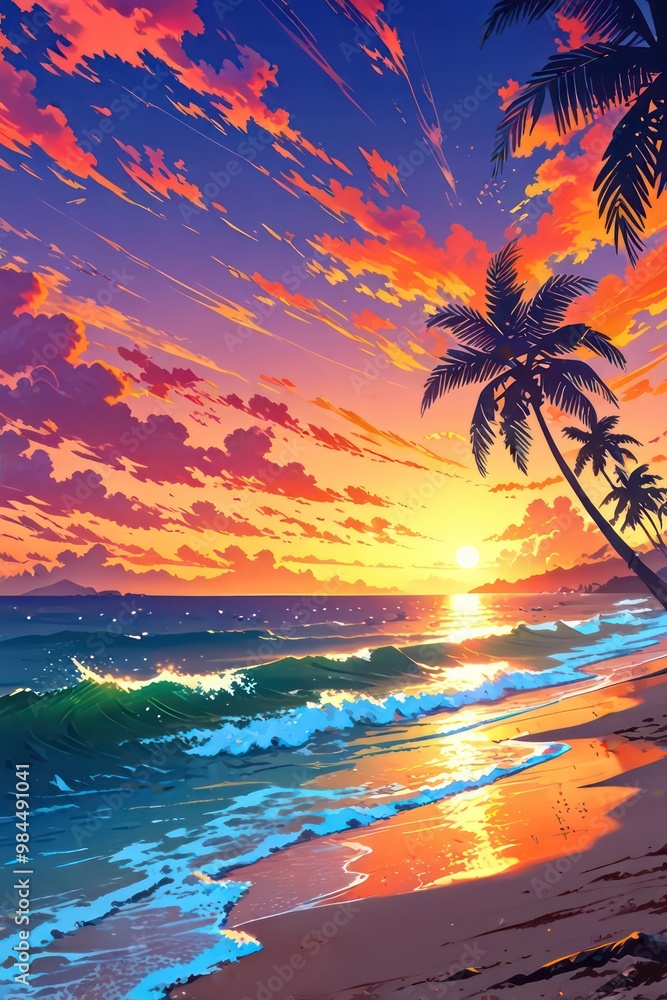 Fototapeta premium sunset on the beach 2