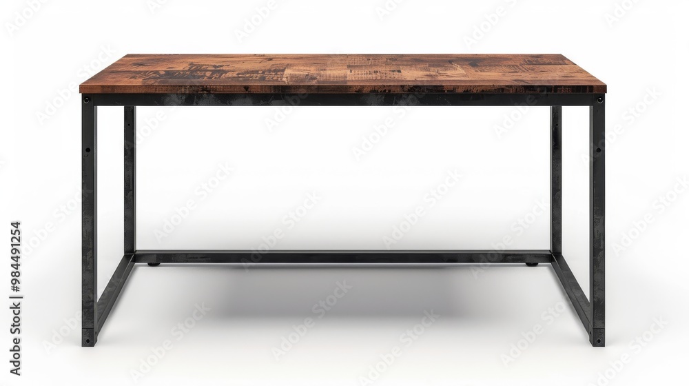 industrial-style desk with a dark wooden top and black metal frame industrial-style desk with a dark wooden top and black metal frame