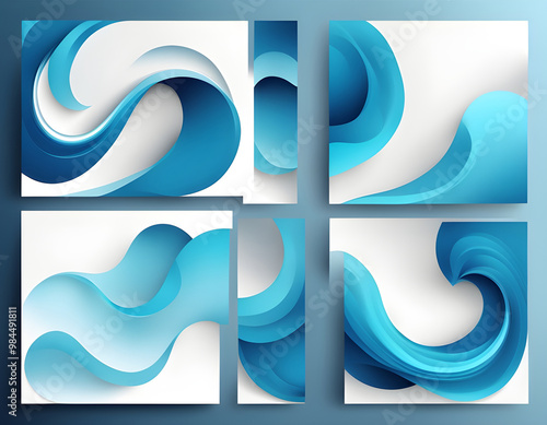 Blue color circle wave abstract background 