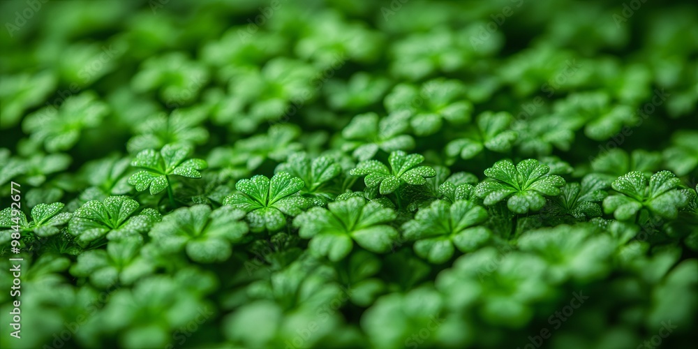 A Close-Up View of Lush Green Clover Leaves in a Natural Setting A Close-Up View of Lush Green Clover Leaves in a Natural Setting