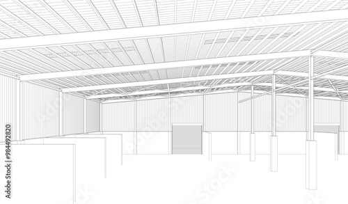 3D illustration of industrial project