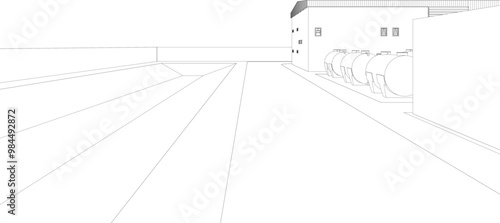 3D illustration of industrial project