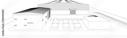 3D illustration of industrial project