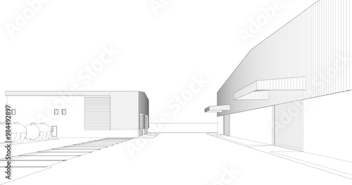3D illustration of industrial project
