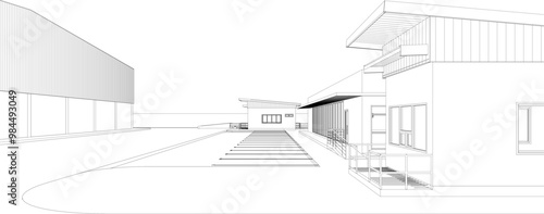 3D illustration of industrial project