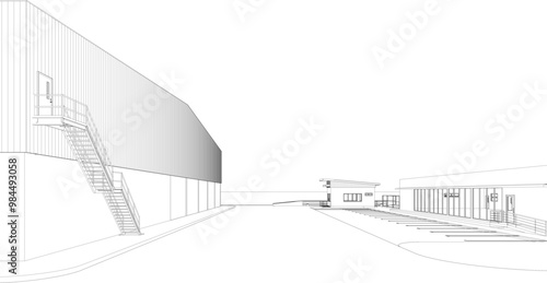 3D illustration of industrial project