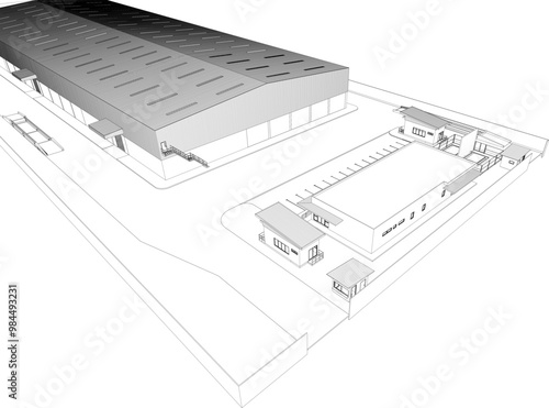 3D illustration of industrial project