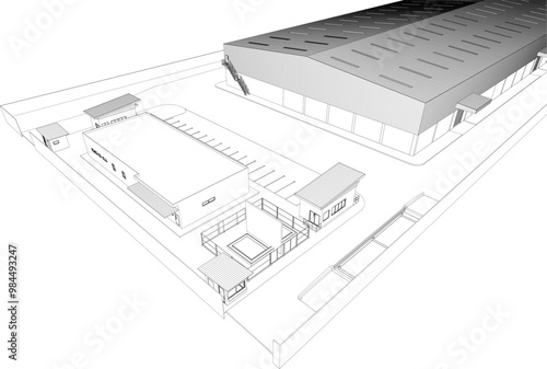 3D illustration of industrial project