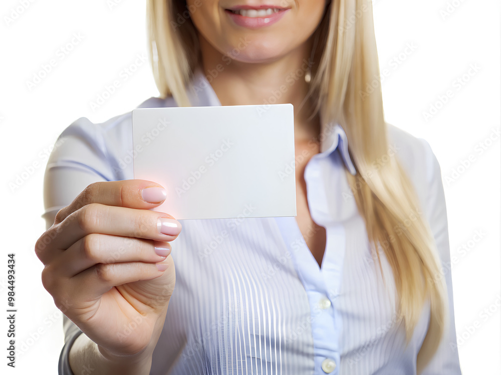 Hand holding White blank card on isolated white background Hand holding White blank card on isolated white background