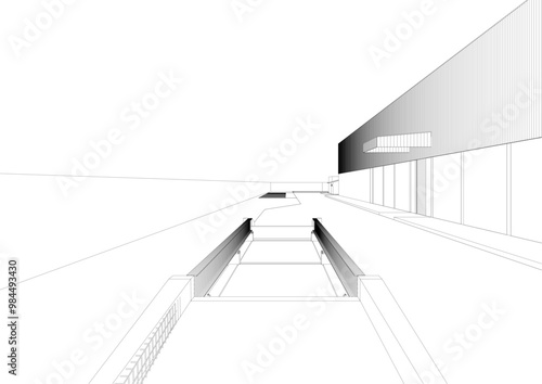 3D illustration of industrial project