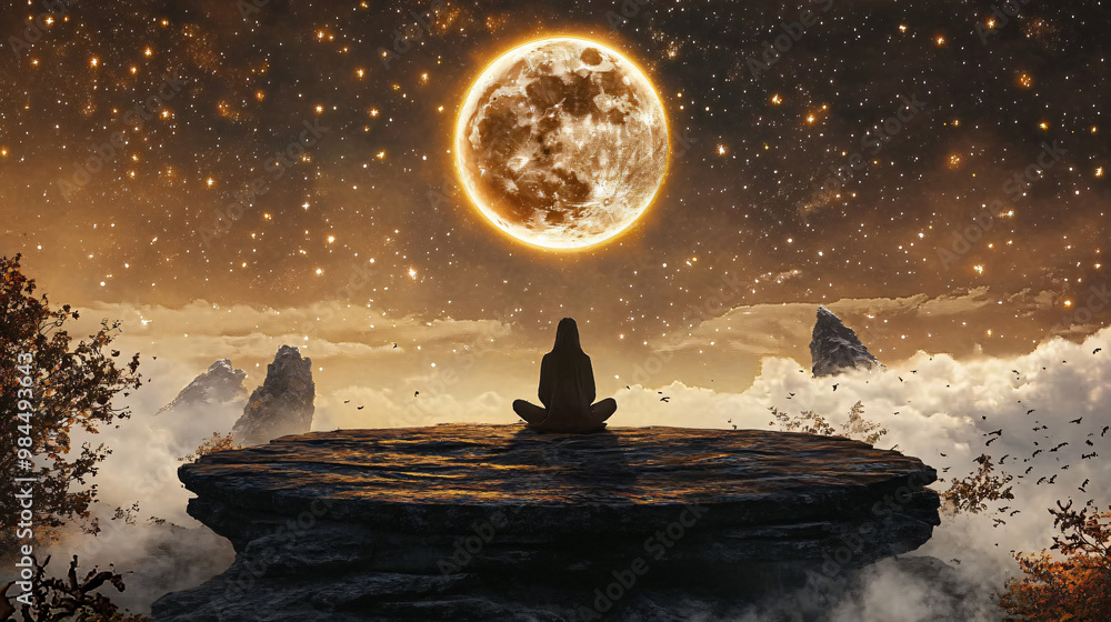 A mystical sky-watching ritual, where participants observe celestial alignments for spiritual guidance. A mystical sky-watching ritual, where participants observe celestial alignments for spiritual guidance.