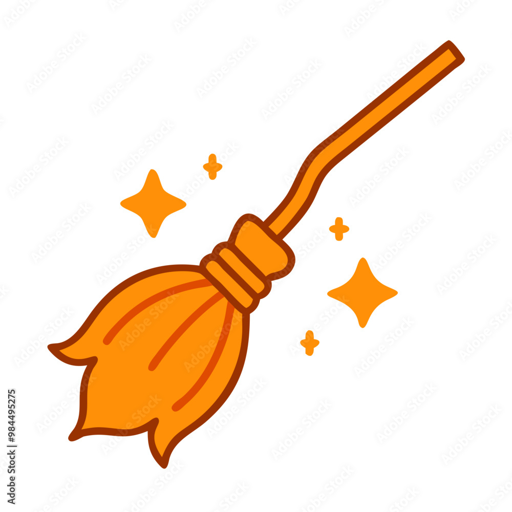 simple Witch's Broom Icon, Halloween Concept, Vector Illustration simple Witch's Broom Icon, Halloween Concept, Vector Illustration