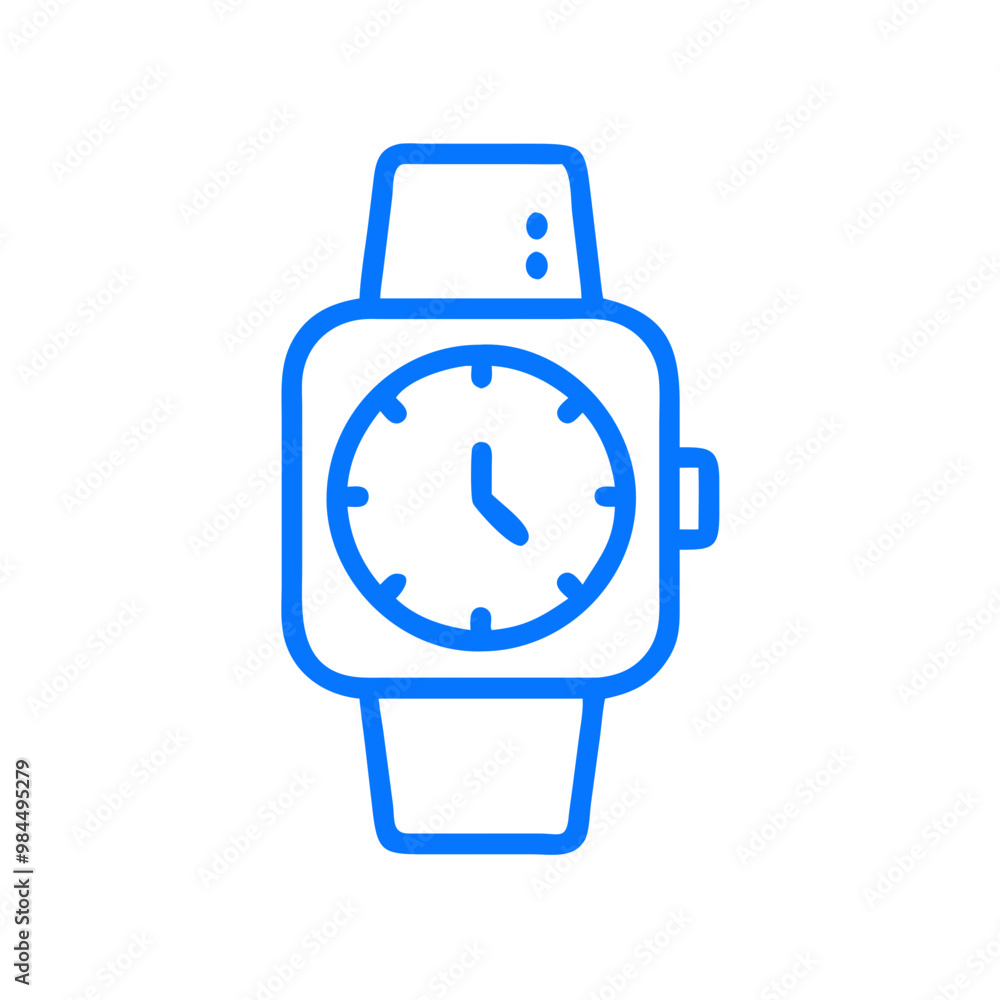Blue Vector Wristwatch Icon, Minimalistic Design Blue Vector Wristwatch Icon, Minimalistic Design