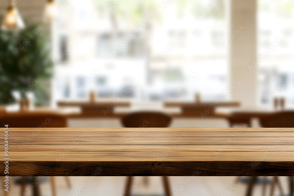 Empty Wooden Table with Cafe Background | Cozy Setting for Relaxation and Dining Empty Wooden Table with Cafe Background | Cozy Setting for Relaxation and Dining