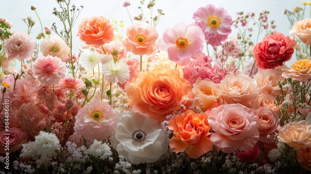 A vibrant arrangement of colorful flowers in a soft background. A vibrant arrangement of colorful flowers in a soft background.