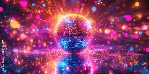 Vibrant Disco Ball with Colorful Light Effects