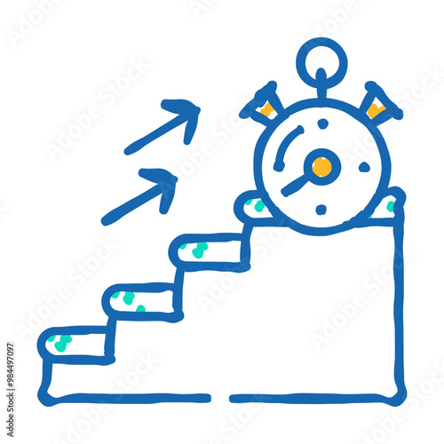 time for run on stair doodle icon sketch vector. time for run on stair sign. isolated symbol illustration