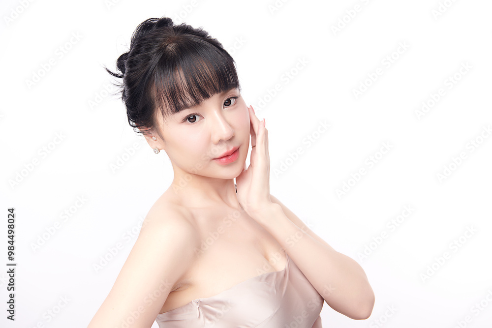 Beautiful young asian woman with clean fresh skin on white background, Face care, Facial treatment, Cosmetology, beauty and spa, Asian women portrait. Beautiful young asian woman with clean fresh skin on white background, Face care, Facial treatment, Cosmetology, beauty and spa, Asian women portrait.