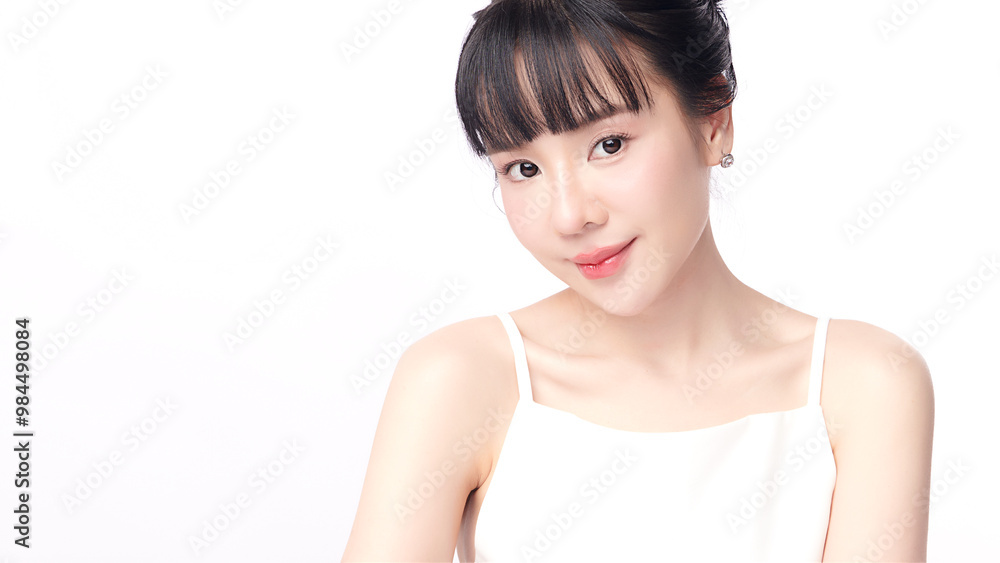 Beautiful young asian woman with clean fresh skin on white background, Face care, Facial treatment, Cosmetology, beauty and spa, Asian women portrait. Beautiful young asian woman with clean fresh skin on white background, Face care, Facial treatment, Cosmetology, beauty and spa, Asian women portrait.