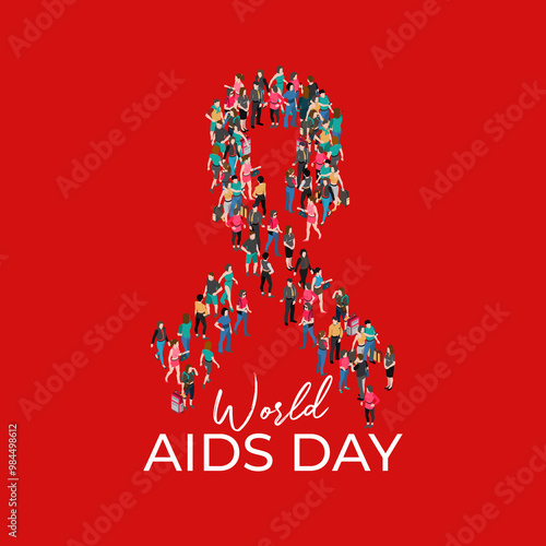 World Aids Day, Aids day creative ads. Design for banner, poster, and 3D Illustration. Social media world post aids day. World AIDS Day, Illustration Of World Aids Day