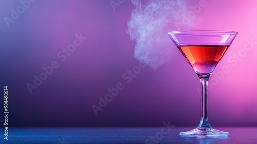 Elegant Smoke Rising from a Red Cocktail in a Glass