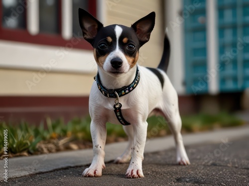 A cute Jack Russell Terrier puppy sitting on the grass, looking adorable with its brown and white fur 6 photo