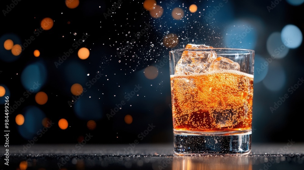 Refreshing Drink in a Glass with Ice Cubes Refreshing Drink in a Glass with Ice Cubes
