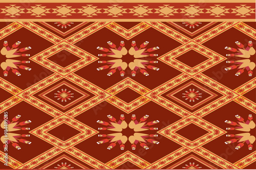 red carpet texture Tribal fabric pattern, brown, cream