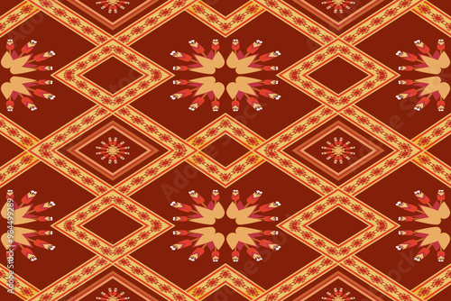  Ethnic pattern brown red cream