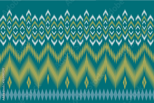 Ikat pattern green gold white 