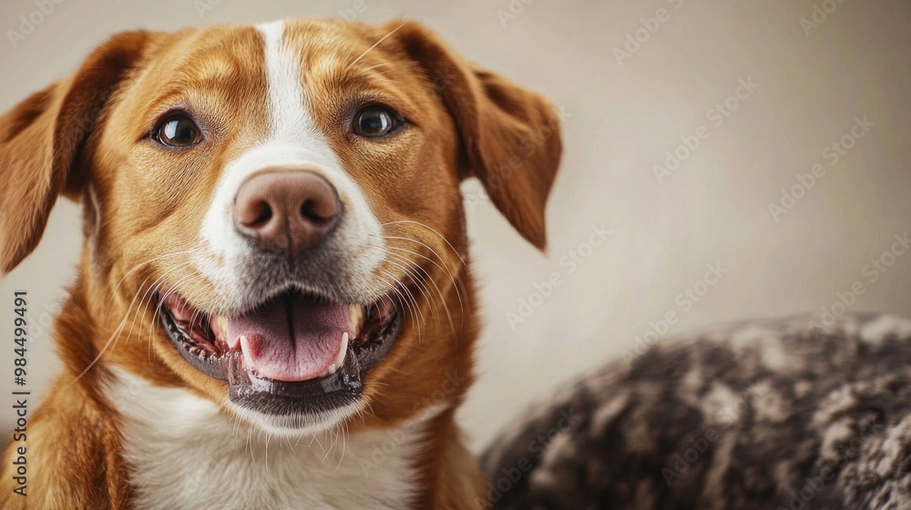 Close-Up of a Happy Dog Smiling Cheerfully Close-Up of a Happy Dog Smiling Cheerfully