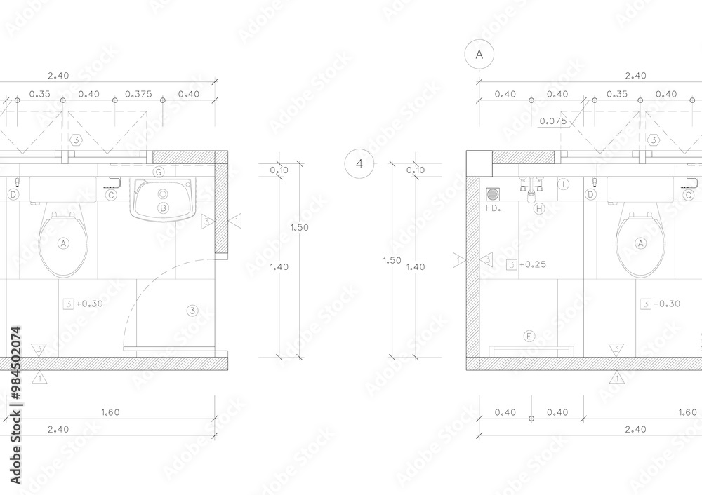 Floor plan designed building on the drawing. Floor plan designed building on the drawing.