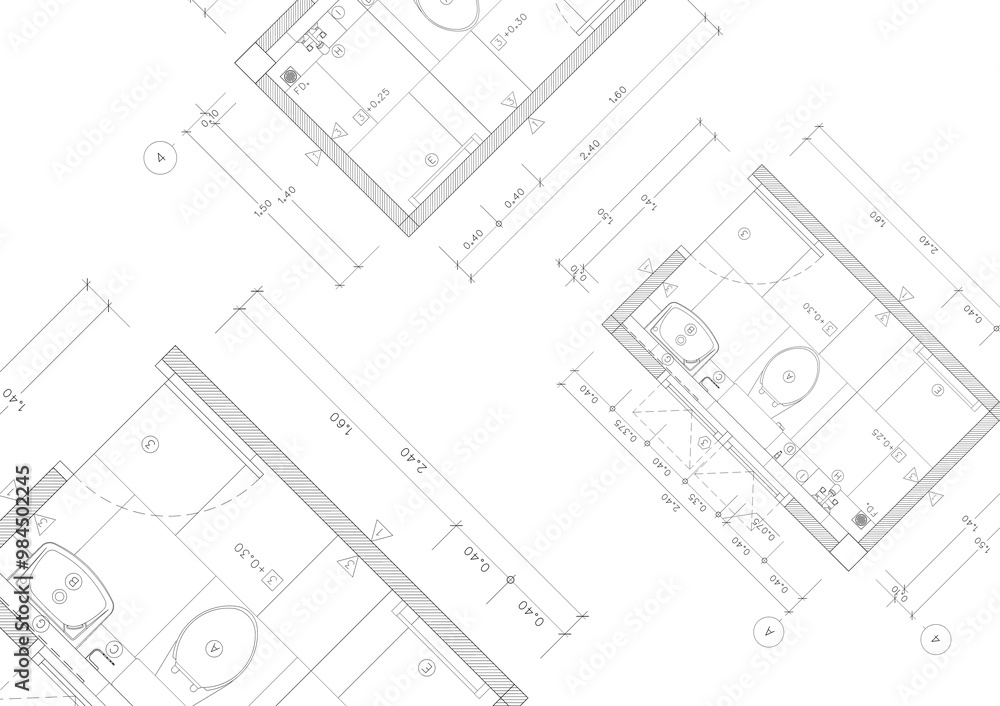 Floor plan designed building on the drawing. Floor plan designed building on the drawing.
