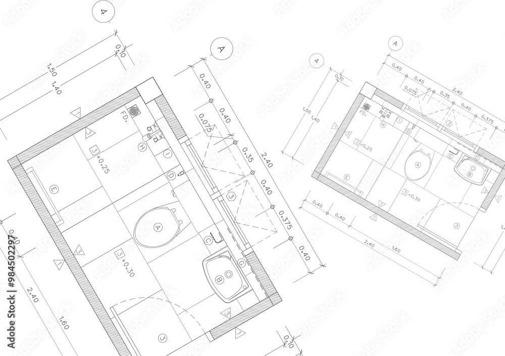 Floor plan designed building on the drawing. Floor plan designed building on the drawing.