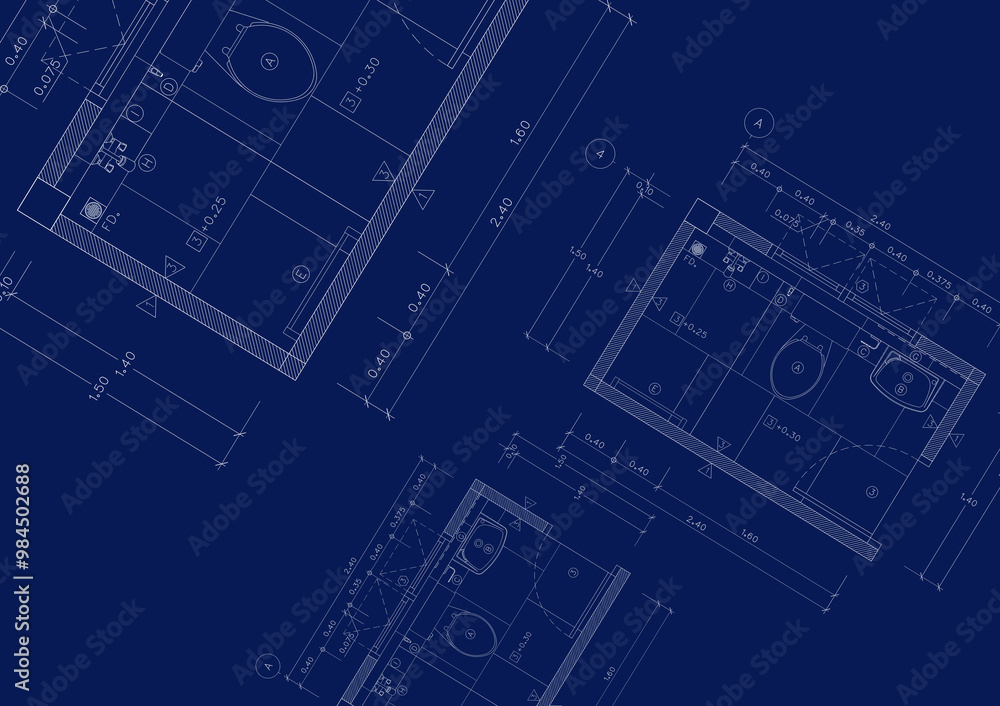 Floor plan designed building on the drawing. Floor plan designed building on the drawing.