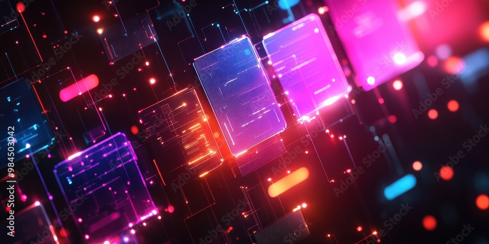 Abstract Digital Background with Colorful Lights Abstract Digital Background with Colorful Lights