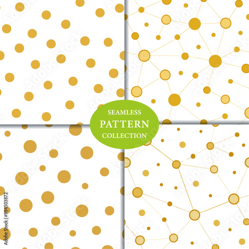 Gold dots network Seamless Pattern Background