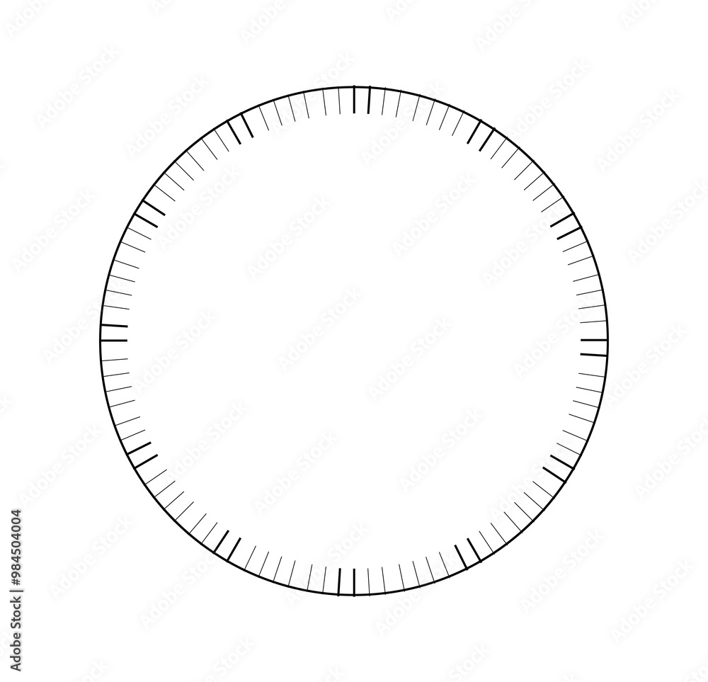 Mechanical clock template. Watch and timepiece. Circle and rounded chronometer. UI and UX design element for website. Design element for mobile application. Flat vector illustration