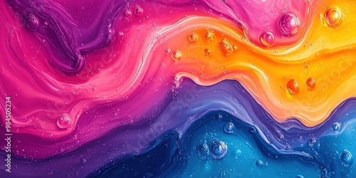 Wallpaper Mural Abstract Colorful Swirls with Bubbles in Liquid Medium Torontodigital.ca