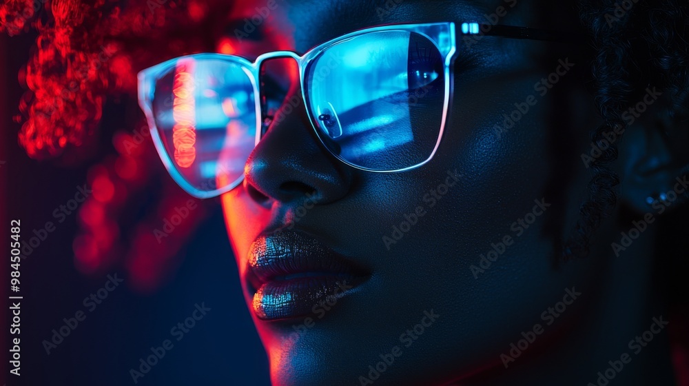 Modern holographic interface and sleek minimalist office setting with a friendly customer service representative Modern holographic interface and sleek minimalist office setting with a friendly customer service representative
