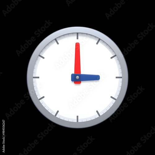 Clock Showing Time Emoji Isolated on Black Background 