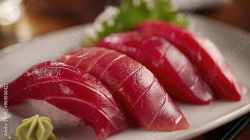 Different Cuts of Tuna for Sushi: Discussing the Preferences of Fatty Toro over Lean Akami, and the Art of Pairing with Soy Sauce and Wasabi photo