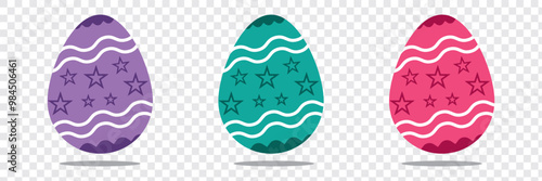 Easter Egg Vector. Set of color ester eggs. Vector set of easter eggs, silhouette. Easter day element set. Vector illustration of egg.