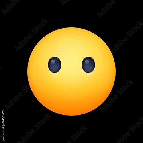 Neutral Face Emoji Isolated on Black Background 